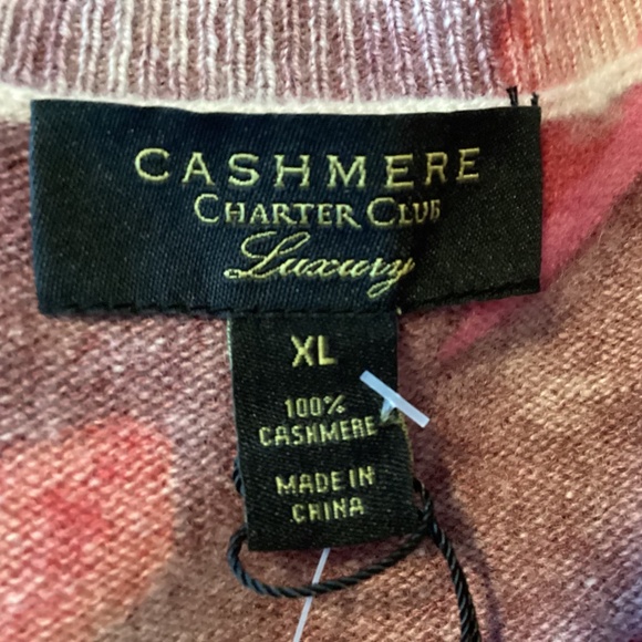 Charter Club Women's 100% Cashmere Floral-Print Long-Sleeve Sweater, size XL - Picture 5 of 7